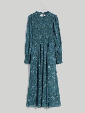 Madewell, Crinkle Georgette Lucie Tie-Back Midi Dress in Woodland Floral, XXL